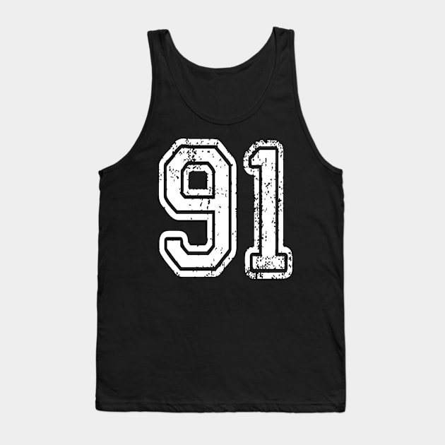 Number 91 Grungy in white Tank Top by Sterling